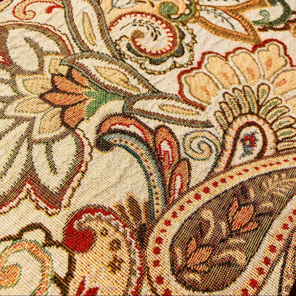 Retro Hippy Vibes 1960’s 1970s Embroidered Table Runner / Accent Cloth